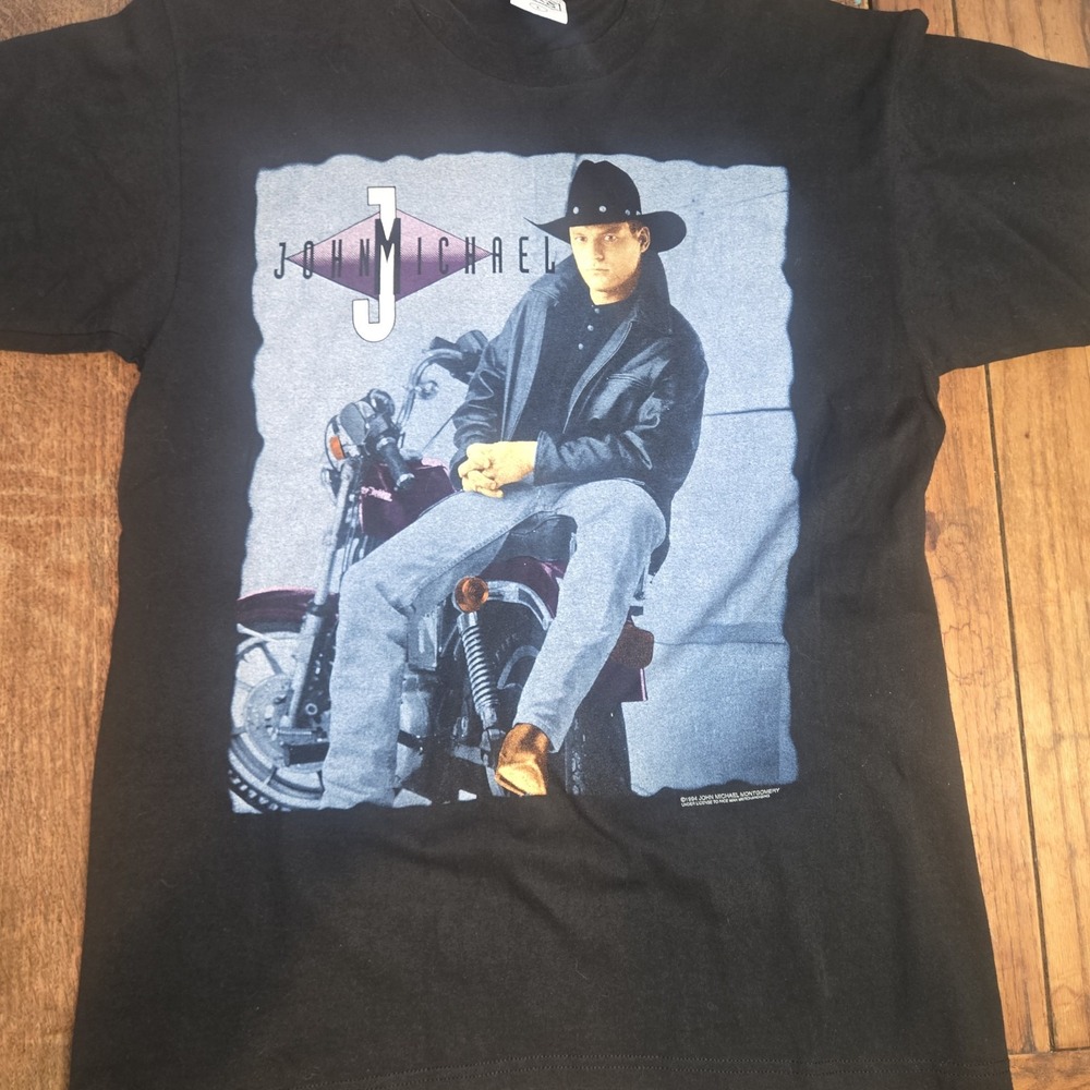 Vintage 90s John Michael Montgomery T-shirt Tour Lg Black Country Band Western
